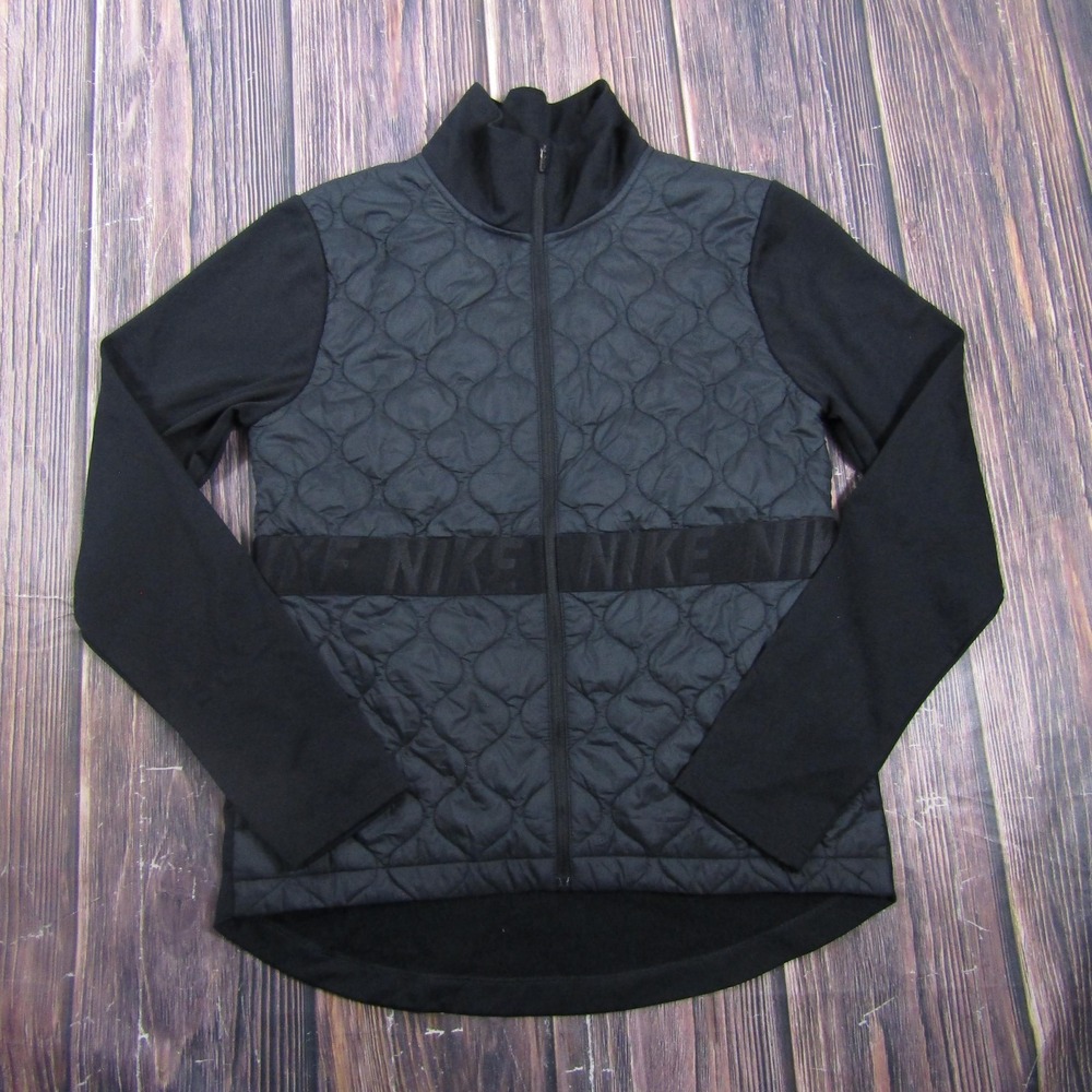 Nike Jacket Mens S Black Full Zip Aerolayer Padded Insulated Reflective